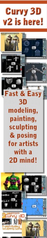 Curvy 3D fast and easy 3D modeling,
                              sculpting, painting, posing for 2D
                              artists