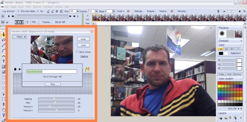 the timeline's new look with 3D
                          Perspective filter rendering in progress