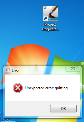 unexpected error, quitting